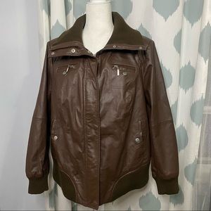 Jessica London 100% Leather Jacket-Brown- Size 16